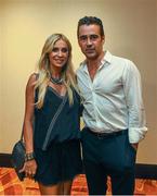 26 July 2015; Team Ireland ambassadors Claudine Keane and Colin Farrell at a Special Olympics Ireland reception to celebrate the Special Olympics World Summer Games. The L.A. Hotel Downtown, Figueroa St, Los Angeles, United States. Picture credit: Ray McManus / SPORTSFILE