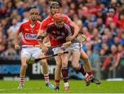 26 July 2015; Conor Whelan, Galway, in action against Mark Ellis, Cork. GAA Hurling All-Ireland Senior Championship, Quarter-Final, Galway v Cork. Semple Stadium, Thurles, Co. Tipperary. Picture credit: Piaras Ó Mídheach / SPORTSFILE