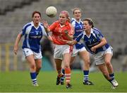25 July 2015; Lauren McConville, Armagh, in action against Ellen Healy, Laois. TG4 Ladies Football All-Ireland Senior Championship Qualifier, Round 1, Armagh v Laois. St Tiernach's Park, Clones, Co. Monaghan. Picture credit: Brendan Moran / SPORTSFILE
