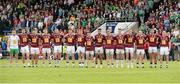 25 July 2015; The Westmeath team stand for the national anthem. GAA Football All-Ireland Senior Championship, Round 4A, Fermanagh v Westmeath. Kingspan Breffni Park, Cavan. Picture credit: Oliver McVeigh / SPORTSFILE