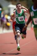 28 July 2015; Team Ireland’s James Meenan, a member of St Therese’s Special Olympics Club, from Dundalk, Co Louth, on his way to qualifying for the finals of the 100m at the Katherine B. Loker Stadium. James qualified in a personal best time and looks forward to the finals later in the week. Special Olympics World Summer Games, Los Angeles, California, United States. Picture credit: Ray McManus / SPORTSFILE