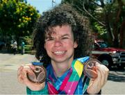 29 July 2015; Team Ireland gymnast Ashleigh O’Hagan, a member of Lisnagry Special Olympics Club, from Limerick City, with her two Bronze medals at the John Wooden Center, UCLA. Special Olympics World Summer Games, Los Angeles, California, United States. Picture credit: Ray McManus / SPORTSFILE