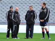 14 November 2008; New Zealand coaching staff, from left, Wayne Smith, Graham Henry and Steve Hansen with Ali Williams during the New Zealand team Captain's Run. Croke Park, Dublin. Picture credit: Brendan Moran / SPORTSFILE