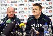 14 November 2008; Captain Brian O'Driscoll, right, and head coach Declan Kidney during an Ireland rugby media conference. Jury's Croke Park Hotel, Dublin. Picture credit: Brendan Moran / SPORTSFILE