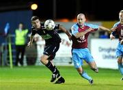 14 November 2008; Derek O'Brien, St. Patrick's Athletic, in action against Paul Keegan, Drogheda United. eircom League of Ireland Premier Division, Drogheda United v St Patrick's Athletic, United Park, Drogheda. Photo by Sportsfile