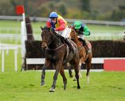 15 November 2008; Trafford Lad, with Tom Doyle up, leads eventual second Window of Hope, with Paddy Flood up, on their way to winning the A Space Cabins Florida Pearl Novice Steeplechase of €36,000. Horse Racing, Punchestown Racecourse, Co. Kildare. Picture credit: Brendan Moran / SPORTSFILE