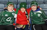 15 November 2008; Ireland rugby fans Owen, left, and Conor Johnston right, age 9 and 11 respectively, from Dublin with Sam Burns, age 9, from Limerick, centre, ahead of the game. Guinness Autumn Internationals, Ireland v New Zealand, Croke Park, Dublin. Picture credit: Stephen McCarthy / SPORTSFILE