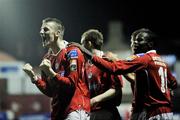 15 November 2008; Anto Flood, left, Shelbourne, celebrates after scoring his side's first goal with team-mate Mark Rutherford. eircom League First Division, Shelbourne v Limerick 37, Tolka Park, Dublin. Picture credit: David Maher / SPORTSFILE