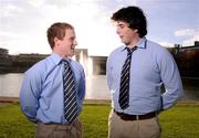 14 November 2008; New UCD rugby scholarship recipients Niall Earl, left, Wicklow, and Liam Hyland, Laois, at the announcement of the new UCD Scholarship recipients for 2008/2009, O'Reilly Hall, UCD. Photo by Sportsfile