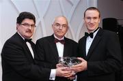 15 November 2008; Paul Hession, right, Athenry AC, is presented with the award for Track Athlete of the Year by John Foley, left, Chief Executive of Waterford Crystal and Liam Hennessy, President of Athletics Ireland. National Athletics Awards with Waterford Crystal, Crowne Plaza, Santry, Dublin. Photo by Sportsfile