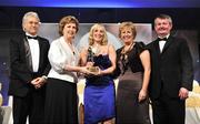 15 November 2008; Elaine Harte, from Cork, is presented with her All-Star award by President Mary McAleese, in the company of, from left, Tony Towell, O'Neills, Geraldine Giles, President, Cumann Peil na mBan and Pol O Gallchoir, Ceannsai, TG4. TG4 O'Neill's Ladies Football All-Stars Awards, Citywest Hotel, Dublin. Picture credit: Brendan Moran / SPORTSFILE