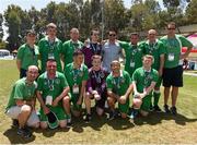 29 July 2015; The Team Ireland 5 a side team and officials with Special Olympics Ambassador, LA Galaxy and Republic of Ireland star Robbie Keane at the Drake Stadium where he visited and supporterd the Team Ireland soccer teams. Special Olympics World Summer Games, Los Angeles, California, United States Picture credit: Ray McManus / SPORTSFILE