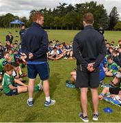 29 July 2015; Leinster Rugby's Rory O'Loughlin and Peadar Timmins visited the Bank of Ireland School of Excellence to talk to developing players about training, tips and their and their development as rugby players. King's Hospital, Palmerstown, Dublin. Picture credit: Stephen McCarthy / SPORTSFILE