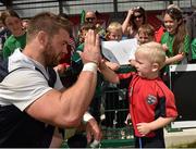 29 July 2015; Ireland's Sean O'Brien high fives 3 year old Lee Gallagher, from Ballyconnell, Co. Cavan, after squad training. Irish Independent Park, Cork. Picture credit: Matt Browne / SPORTSFILE