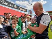 29 July 2015; Ireland captain Paul O'Connell with 5 month old Mia O'Connell, from Glanmire, Co. Cork, after squad training. Irish Independent Park, Cork. Picture credit: Matt Browne / SPORTSFILE