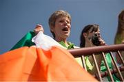 29 July 2015; Mary Betson cheers on her daughter Team Ireland’s Aoife Beston, a member of Claremorris All Stars Special Olympics Club, from Claremorris, Co. Mayo, after Aoife had completed the 5,000M event at the at the Katherine B. Loker Stadium. Special Olympics World Summer Games, Los Angeles, California, United States. Picture credit: Ray McManus / SPORTSFILE