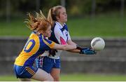 29 July 2015; Shaune Fitzgerald, Waterford, right, in action against Aoife Gavin, Roscommon. All Ireland U16 B Ladies Football Championship Final, Roscommon v Waterford, McDonagh Park, Nenagh, Co. Tipperary. Picture credit: Seb Daly / SPORTSFILE