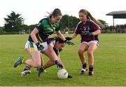 29 July 2015; Laura Corcoran and Andrea Glynn, Galway, in action against Erica McGlynn, Kerry. All Ireland U16 A Ladies Football Championship Final, Galway v Kerry, Bruff, Co. Limerick. Picture credit: Diarmuid Greene / SPORTSFILE