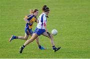 29 July 2015; Waterford's Hannah Power, right, in action against Roscommon's  Heather Payne. All Ireland U16 B Ladies Football Championship Final, Roscommon v Waterford, McDonagh Park, Nenagh, Co. Tipperary. Picture credit: Seb Daly / SPORTSFILE