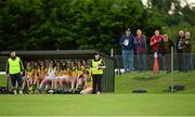 29 July 2015; The Leitrim subsitutes and mentors and spectators look on during a Wexford attack. All Ireland U16 C Ladies Football Championship Final, Leitrim v Wexford, Clane, Co. Kildare. Picture credit: Piaras Ó Mídheach / SPORTSFILE