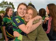 29 July 2015; Tara Breen, Kerry and Laune Rangers, is congratulated by Anna Bellew after the game. All Ireland U16 A Ladies Football Championship Final, Galway v Kerry, Bruff, Co. Limerick. Picture credit: Diarmuid Greene / SPORTSFILE