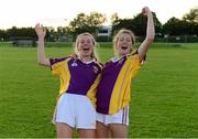 29 July 2015; Wexford's Derbhla Doyle and Cathy O'Connor celebrate after the game. All Ireland U16 C Ladies Football Championship Final, Leitrim v Wexford, Clane, Co. Kildare. Picture credit: Piaras Ó Mídheach / SPORTSFILE