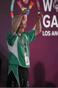 30 July 2015; Team Ireland’s Peter Malynn, a member of St Hilda’s Work Therapy Unit, from Mullingar, Co Westmeath, who was presented with his Gold Medal, for Bocce, at the Los Angeles Convention Center. Special Olympics World Summer Games, Los Angeles, California, United States. Picture credit: Ray McManus / SPORTSFILE