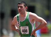 30 July 2015; Team Ireland’s James Meenan, a member of St Therese’s Special Olympics Club, from Dundalk, Co. Louth, as he wins a Bronze Medal in the 200m final at the Katherine B. Loker Stadium. Special Olympics World Summer Games, Los Angeles, California, United States. Picture credit: Ray McManus / SPORTSFILE
