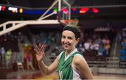 30 July 2015; Team Ireland’s Sarah Byrne, a member of Palmerstown Wildcats Special Olympics Club, from Clondalkin, Dublin, after the SO Ecuador v SO Ireland qualifier basketball game at the Galen Center. Special Olympics World Summer Games, Los Angeles, California, United States. Picture credit: Ray McManus / SPORTSFILE