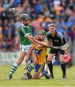 30 July 2015; David Conroy, Clare, in action against Pat Ryan, Limerick. Bord Gáis Energy Munster GAA Hurling U21 Championship Final, Clare v Limerick. Cusack Park, Ennis, Co. Clare. Picture credit: Stephen McCarthy / SPORTSFILE
