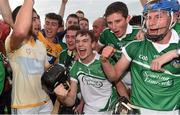 30 July 2015; Limerick players celebrate their side's victory. Bord Gáis Energy Munster GAA Hurling U21 Championship Final, Clare v Limerick. Cusack Park, Ennis, Co. Clare. Picture credit: Stephen McCarthy / SPORTSFILE