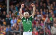 30 July 2015; Cian Lynch, Limerick, celebrates his side's victory at the final whistle. Bord Gáis Energy Munster GAA Hurling U21 Championship Final, Clare v Limerick. Cusack Park, Ennis, Co. Clare. Picture credit: Stephen McCarthy / SPORTSFILE