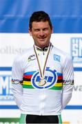 30 July 2015; Ireland's Eoghan Clifford with his Gold Medal after finishing first in the Men's C3 Time Trial. UCI Para-Cycling Road World Championships 2015. Nottwil, Switzerland. Picture credit: Jean Baptiste Benavent / SPORTSFILE