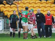 16 November 2008; Referee Dominic Connolly shows the red card to St Martin's Diarmuid Lyng. AIB Leinster Senior Club Hurling Championship Semi-Final, Birr v St Martin's, O'Connor Park, Tullamore, Co. Offaly. Picture credit: Pat Murphy / SPORTSFILE