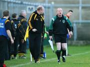 16 November 2008; Linesman, Barry Toland, right, is confronted by a St Eunans official, after telling the referee to disallow a point that had been given. AIB Ulster Senior Football Club Championship Semi Final, Crossmaglen Rangers v St Eunans, Letterkenny, Brewster Park, Enniskillen, Co. Fermanagh. Picture credit: Oliver McVeigh / SPORTSFILE