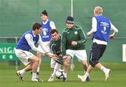 16 November 2008; Republic of Ireland players, left to right, Keith Andrews, Darron Gibson, Damien Duff and Andy Keogh in action during squad training. Gannon Park, Malahide, Dublin. Picture credit: David Maher / SPORTSFILE