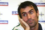 17 November 2008; Northern Ireland's Keith Gillespie speaking to the media during a players’ press conference. Hilton Hotel, Templepatrick, Co Antrim. Picture credit: Oliver McVeigh / SPORTSFILE