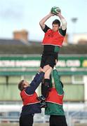 18 November 2008; Lock Malcolm O'Kelly takes the ball in the lineout during Ireland rugby squad training. Donnybrook Stadium, Dublin. Picture credit: Brendan Moran / SPORTSFILE