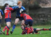 19 November 2008; Darragh Fanning, Leinster Colleges, in action against Kevin Lynch, left, Gary Jones and Evan Cullinane, Munster Colleges. Leinster Colleges v Munster Colleges, Monkstown RFC, Sydney Parade, Dublin. Picture credit: Pat Murphy / SPORTSFILE