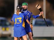 16 November 2008; Jane Adams, O'Donovan Rossa (Antrim), celebrates after scoring her side's first goal with team-mate Maorisa McGourty, left. All-Ireland Senior Camogie Club Final, O'Donovan Rossa (Antrim) v Drom-Inch (Tipperary), Donaghmore Ashbourne, Co. Meath. Photo by Sportsfile
