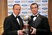 16 November 2008; Keith Fahey, St. Patrick's Athletic, is presented with the PFAI Ford player of the year award from Eddie Murphy, Managing Director of Ford Ireland. PFAI Awards Banquet 2008, D4 Ballsbridge Court Hotel, Dublin. Picture credit: David Maher / SPORTSFILE