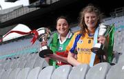 18 November 2008; Senior player Michelle McGing, left, captain Carnacon, Co. Mayo, and junior player Aine Clarke, captain Knockmore, Co. Mayo, ahead of the 2008 Vhi Healthcare All-Ireland Club Finals. The senior, intermediate and junior finals will take place over the coming two weekends. Croke Park, Dublin. Photo by Sportsfile