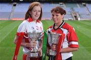 18 November 2008; Senior player Anne Marie Walsh, left, captain Inch Rovers, Cork, and intermediate player Lisa Ni Shuibhne, Ballingeary Inchigeela, Cork, ahead of the 2008 Vhi Healthcare All-Ireland Club Finals. The senior, intermediate and junior finals will take place over the coming two weekends. Croke Park, Dublin. Photo by Sportsfile