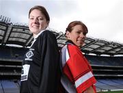 18 November 2008; Intermediate players Sinead Mohan, left, captain of Emyvale, Co. Monaghan, and Lisa Ni Shuibhne, Ballingeary Inchigeela, Cork, ahead of the 2008 Vhi Healthcare All-Ireland Club Finals. The senior, intermediate and junior finals will take place over the coming two weekends. Croke Park, Dublin. Photo by Sportsfile