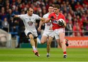 25 July 2015; Fintan Goold, Cork, in action against Kevin Murnaghan, left, and Eoin Doyle, Kildare. GAA Football All-Ireland Senior Championship, Round 4A, Kildare v Cork. Semple Stadium, Thurles, Co. Tipperary. Picture credit: Piaras Ó Mídheach / SPORTSFILE
