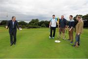 31 July 2015; Ireland's largest golf complex, Deer Park Golf at Howth Castle, has opened the world's first &quot;Poc Fada Golf&quot; course, ahead of the All-Ireland Poc Fada Final. Pictured launching this new game, combining hurling with golf, are from left: Humphrey Kelleher, former Dublin hurling manager and Chairman of the National Poc Fada Committee; Dublin GAA All-Star hurler and TV pundit Liam Rushe; David Caulfield of Beann Eadair GAA; and Thomas and Julian Gaisford-St Lawrence of Howth Castle. DeerPark Golf & FootGolf, Howth Castle, Dublin. Picture credit: Seb Daly / SPORTSFILE