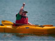 31 July 2015; Team Ireland’s Nuala Browne, a member of North West Special Olympics Club, from Strabane, Co Tyrone, celebrates after winning a Silver Medal after finishing second in the KT 500M Race Singles Tourist - Div 06, in the Kayaking at the Miami Marine Stadium, Long Beach. Special Olympics World Summer Games, Los Angeles, California, United States. Picture credit: Ray McManus / SPORTSFILE