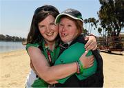 31 July 2015; Angelina Foley, left, SO Ireland, with Team Ireland’s Nicola Higgins, a member of Free Spirit Special Olympics Kayaking Club, from Coolock, Dublin, who finished 5th in the Kayaking at the Miami Marine Stadium, Long Beach. Special Olympics World Summer Games, Los Angeles, California, United States. Picture credit: Ray McManus / SPORTSFILE