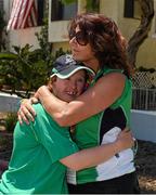 31 July 2015; Angelina Foley, left, SO Ireland, with Team Ireland’s Nicola Higgins, a member of Free Spirit Special Olympics Kayaking Club, from Coolock, Dublin, who finished 5th in the Kayaking at the Miami Marine Stadium, Long Beach. Special Olympics World Summer Games, Los Angeles, California, United States. Picture credit: Ray McManus / SPORTSFILE