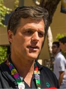 31 July 2015; Tim Shriver, Chairman of Special Olympics, speaking to members of the Irish media. Special Olympics World Summer Games, Los Angeles, California, United States. Picture credit: Ray McManus / SPORTSFILE